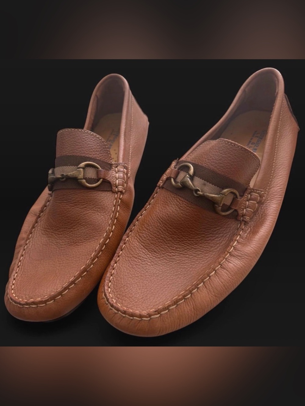 Men's Brown Leather Bit-Detail Slip-On Loafers